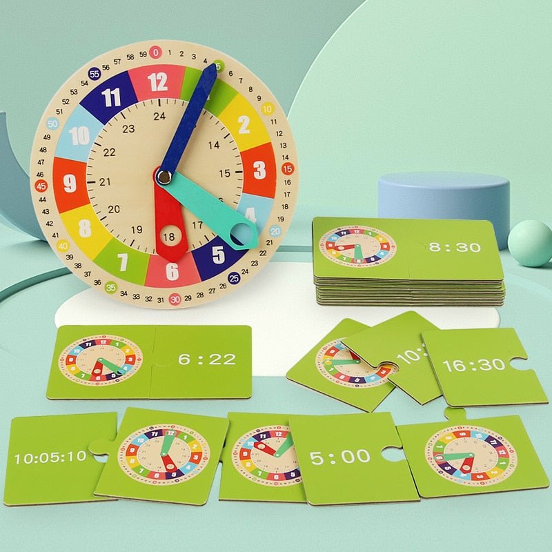 H lzerne Lernuhr Mit 15 Aufgabenkarten Uhrzeit Lernen ADHS Store h-lzerne-lernuhr-mit-15-aufgabenkarten-uhrzeit-lernen-adhs-store