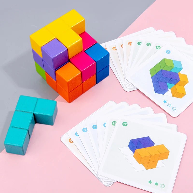 Hรถlzernes 3D Puzzle fรผrs Training des rรคumlichen Denkens - ADHS Store