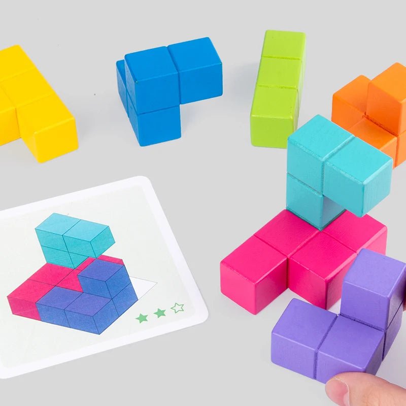 Hรถlzernes 3D Puzzle fรผrs Training des rรคumlichen Denkens - ADHS Store