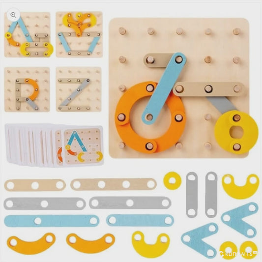 Montessori-Geoboard mit Lernkarten