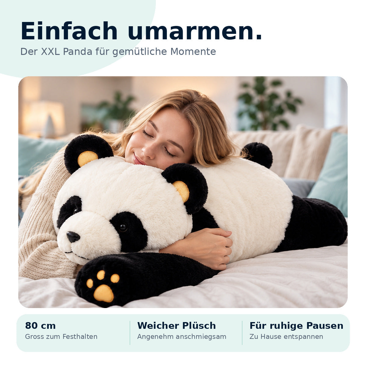 XXL Panda Kuscheltier 80 cm – Weicher Begleiter für Ruhe & Körperkontakt
