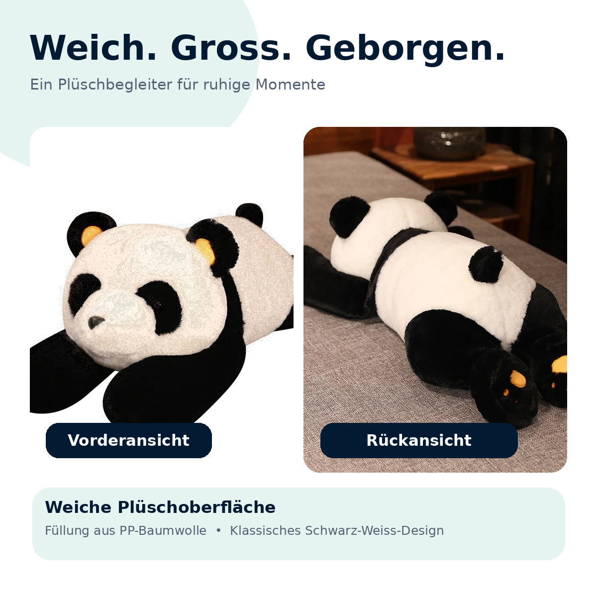 XXL Panda Kuscheltier 80 cm – Weicher Begleiter für Ruhe & Körperkontakt