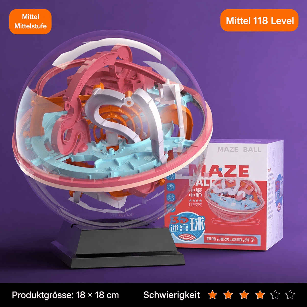 3D Kugellabyrinth – Geschicklichkeitsspiel für Konzentration, Fokus & Feinmotorik - ADHS Store