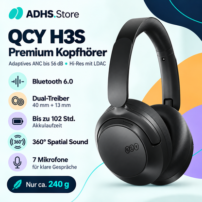 QCY H3S Premium Kopfhörer – Adaptives ANC bis 56 dB & Hi-Res LDAC