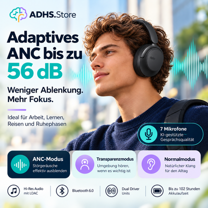 QCY H3S Premium Kopfhörer – Adaptives ANC bis 56 dB & Hi-Res LDAC
