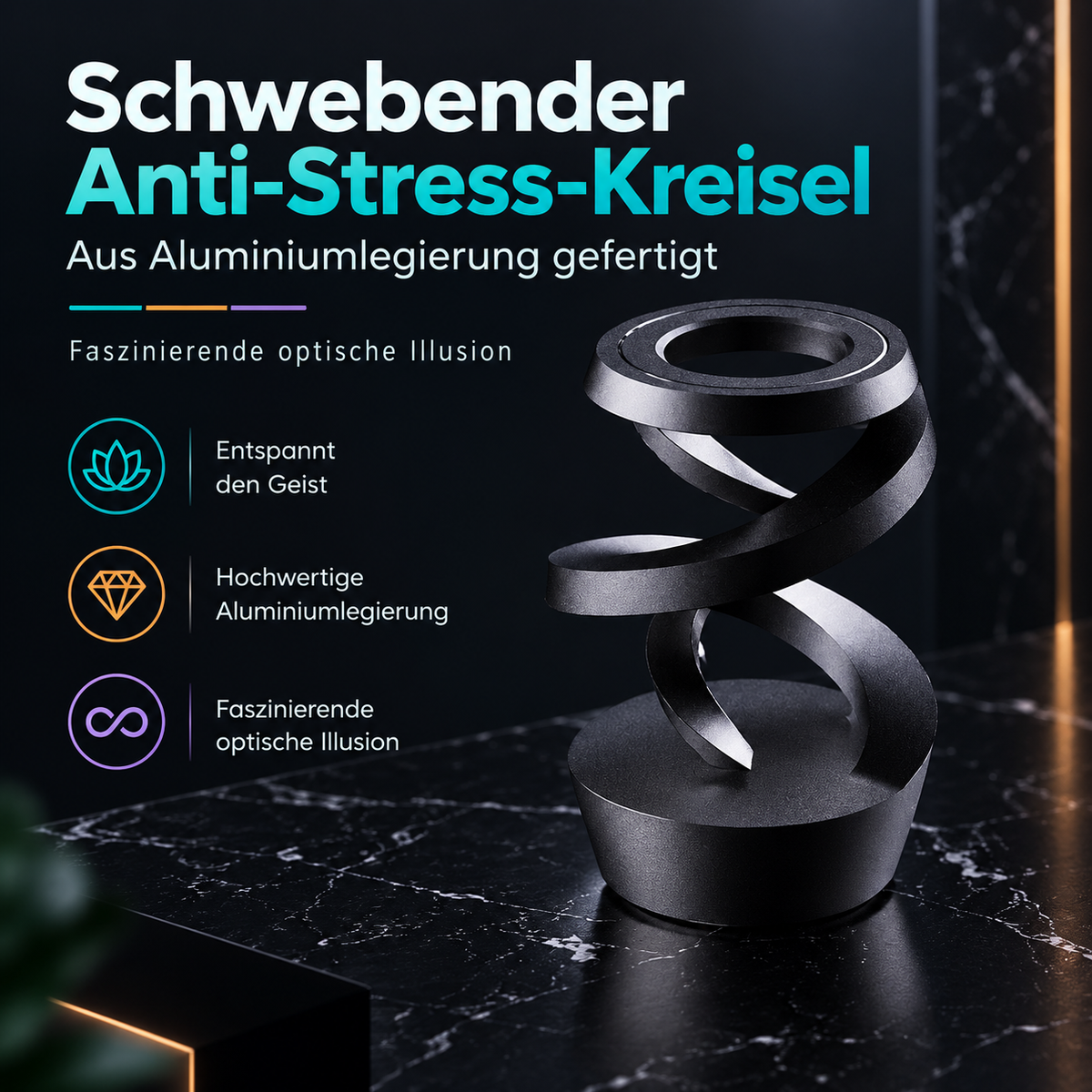 Kinetischer Fidget Spinner aus Metall – Faszinierende Spiralbewegung für Fokus & Ruhe