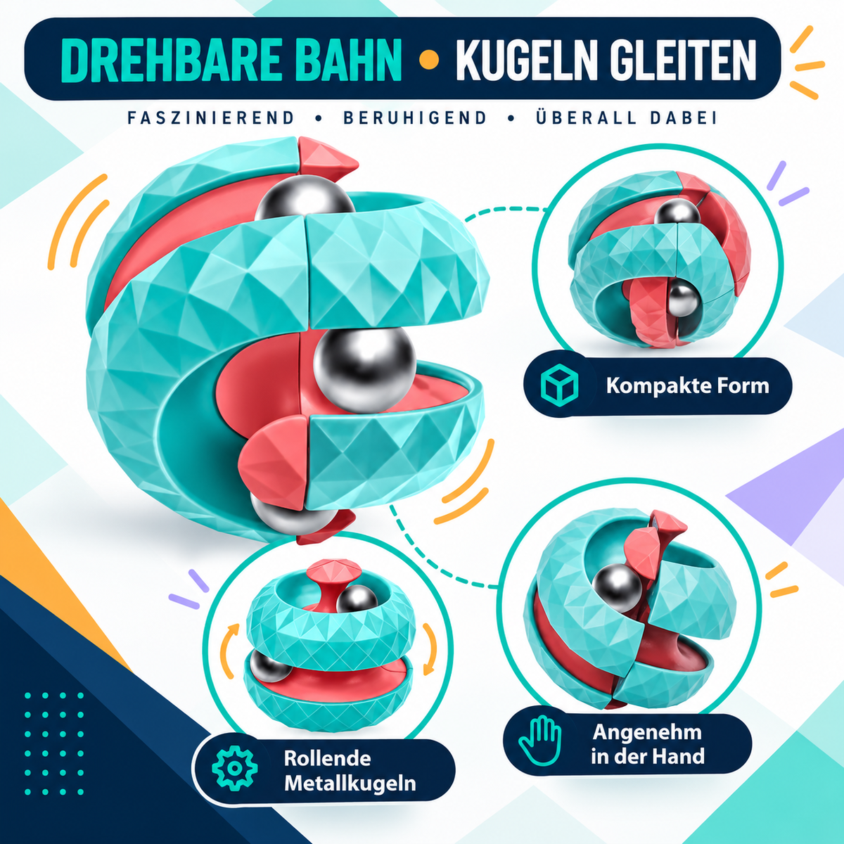 Orbit Ball Fidget – Rotierendes Kugelspiel für Fokus & Beschäftigung