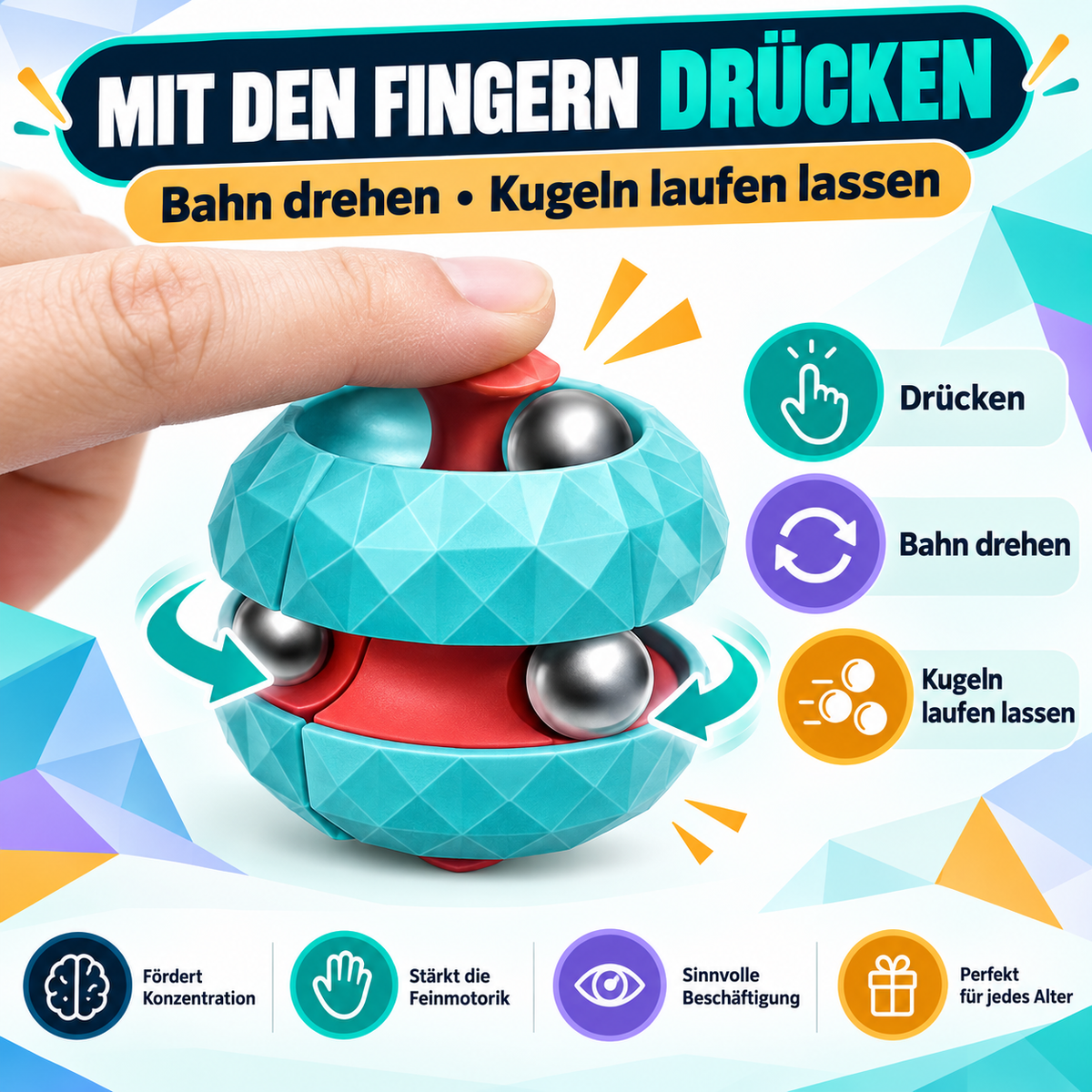 Orbit Ball Fidget – Rotierendes Kugelspiel für Fokus & Beschäftigung
