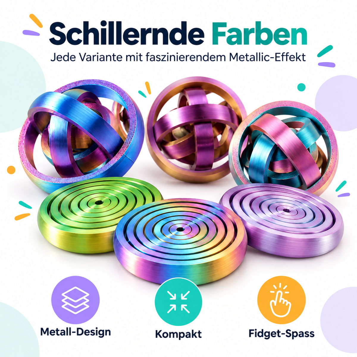 Gyro Orbit Spinner 3er-Set – Rotierendes Fidget-Gyroskop für Fokus & Beschäftigung