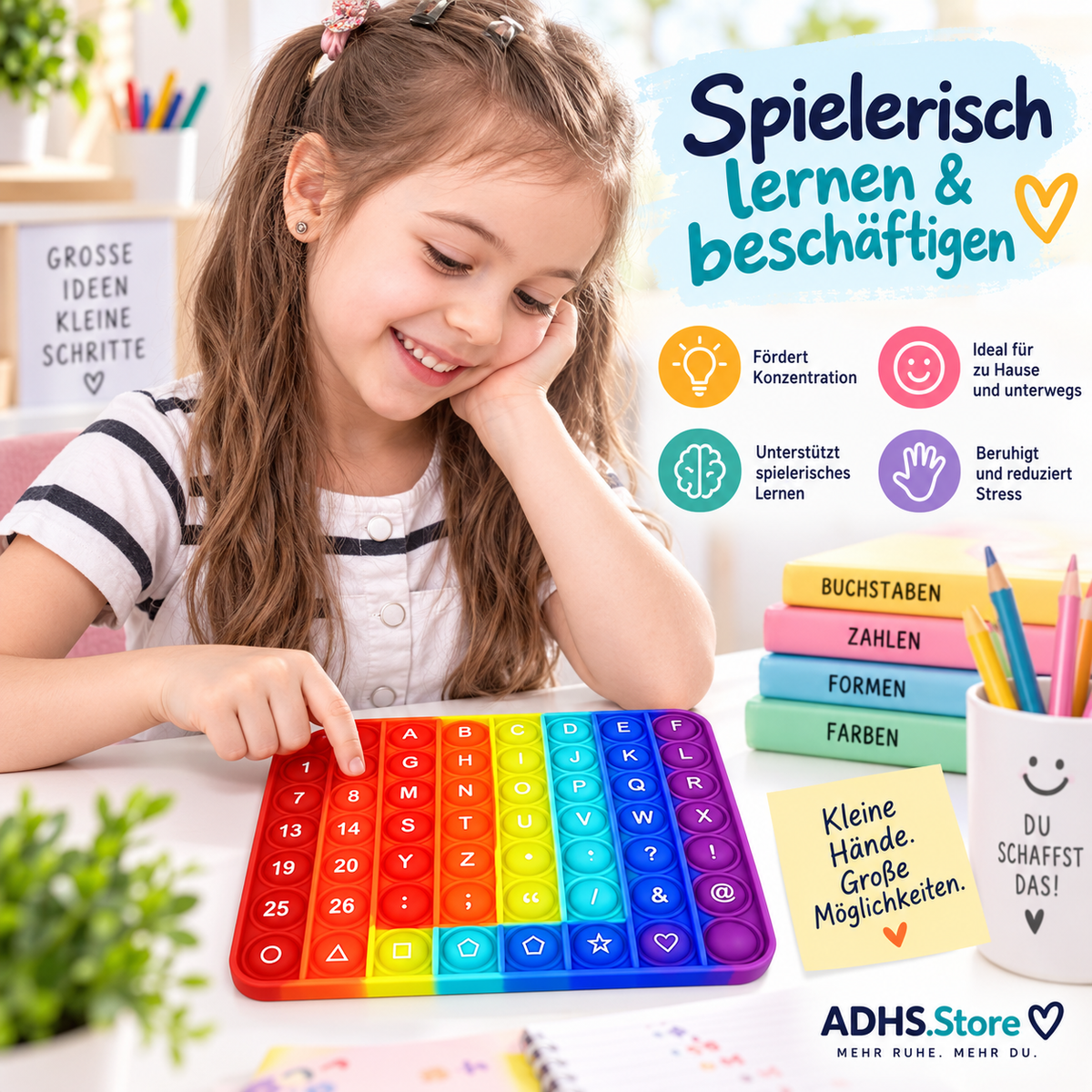 ABC & Zahlen Pop Fidget – Lernspiel für Buchstaben, Zahlen & Feinmotorik