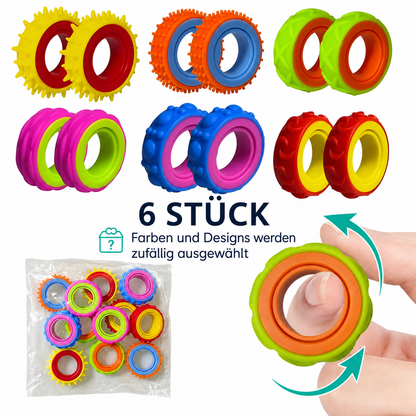 Fidget Ringe 6er-Set – Rotierende Fingerspinner für unruhige Hände