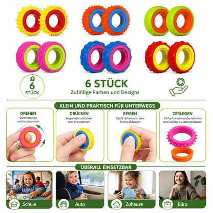 Fidget Ringe 6er-Set – Rotierende Fingerspinner für unruhige Hände