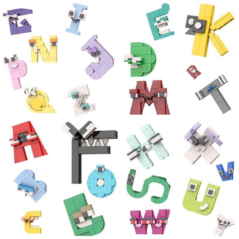 Alle 26 Buchstaben als Alphabet-Bausteineset