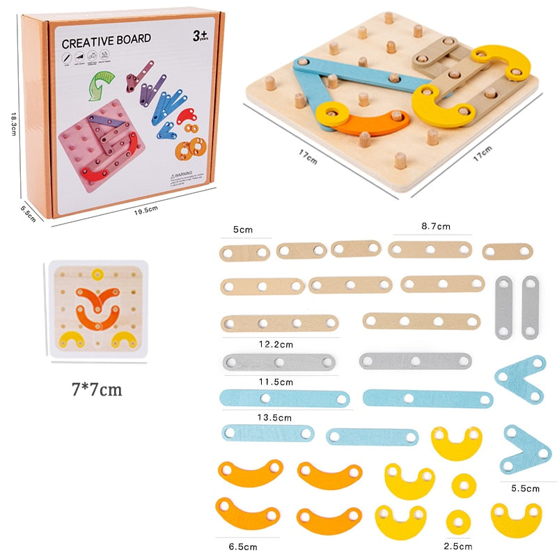 Montessori-Geoboard mit Lernkarten