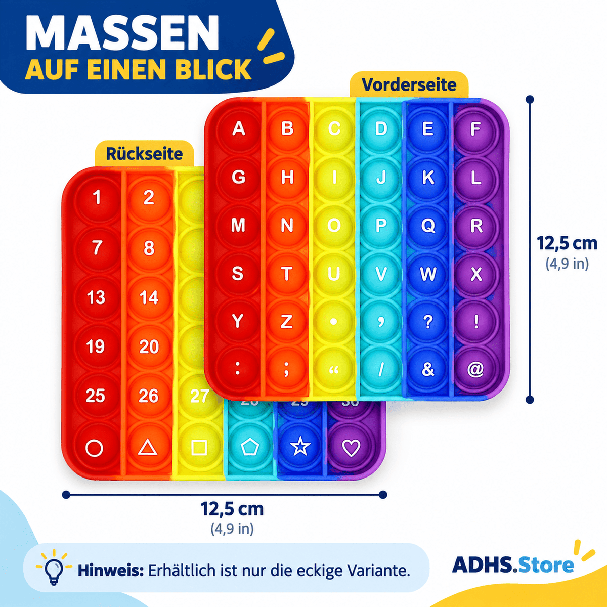ABC & Zahlen Pop Fidget – Lernspiel für Buchstaben, Zahlen & Feinmotorik - ADHS Store