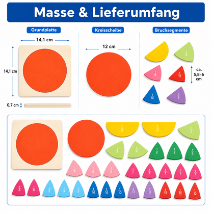 Bruchrechnen Lernset aus Holz – Brüche spielerisch verstehen - ADHS Store
