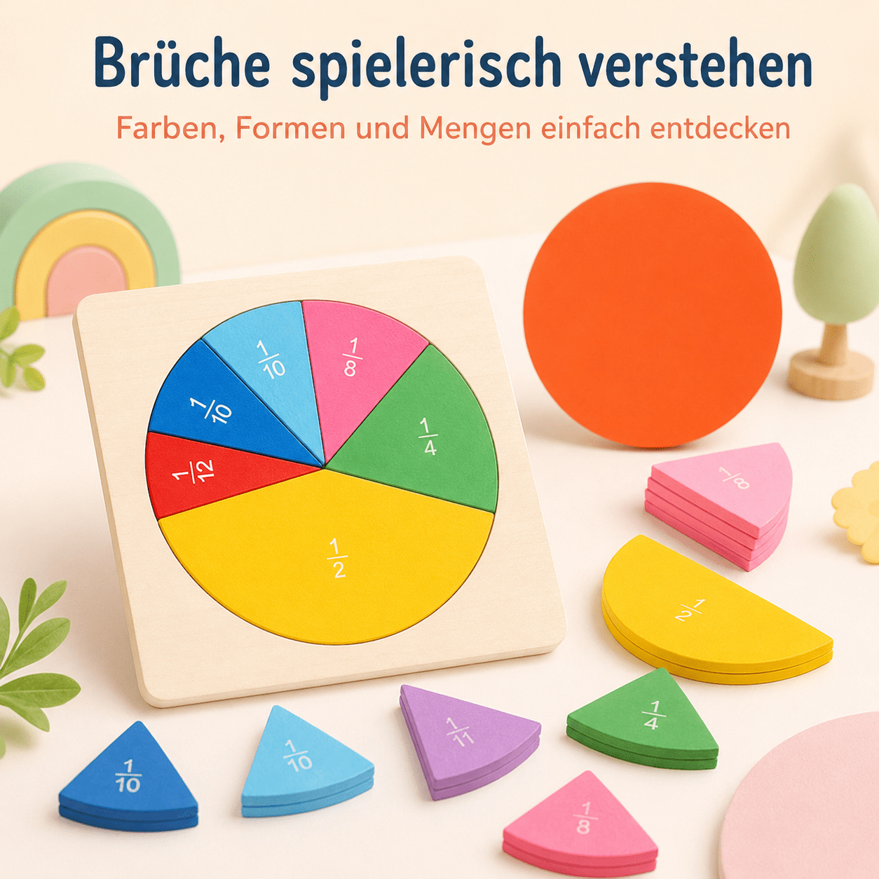 Bruchrechnen Lernset aus Holz – Brüche spielerisch verstehen - ADHS Store