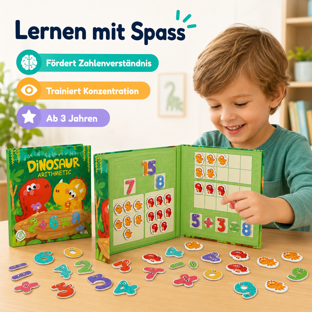 Dino-Arithmetik – Magnetisches Rechenspiel für Addition & Subtraktion - ADHS Store