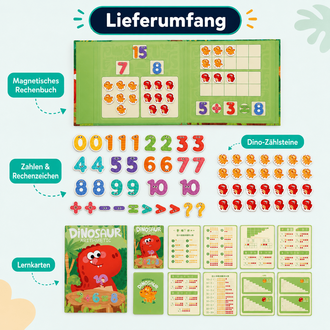 Dino-Arithmetik – Magnetisches Rechenspiel für Addition & Subtraktion - ADHS Store