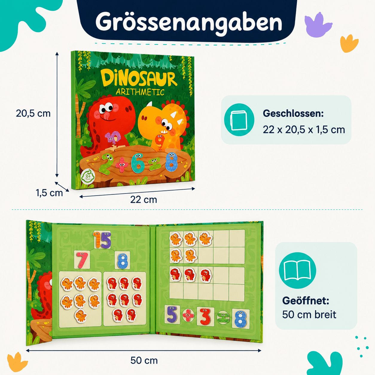 Dino-Arithmetik – Magnetisches Rechenspiel für Addition & Subtraktion - ADHS Store