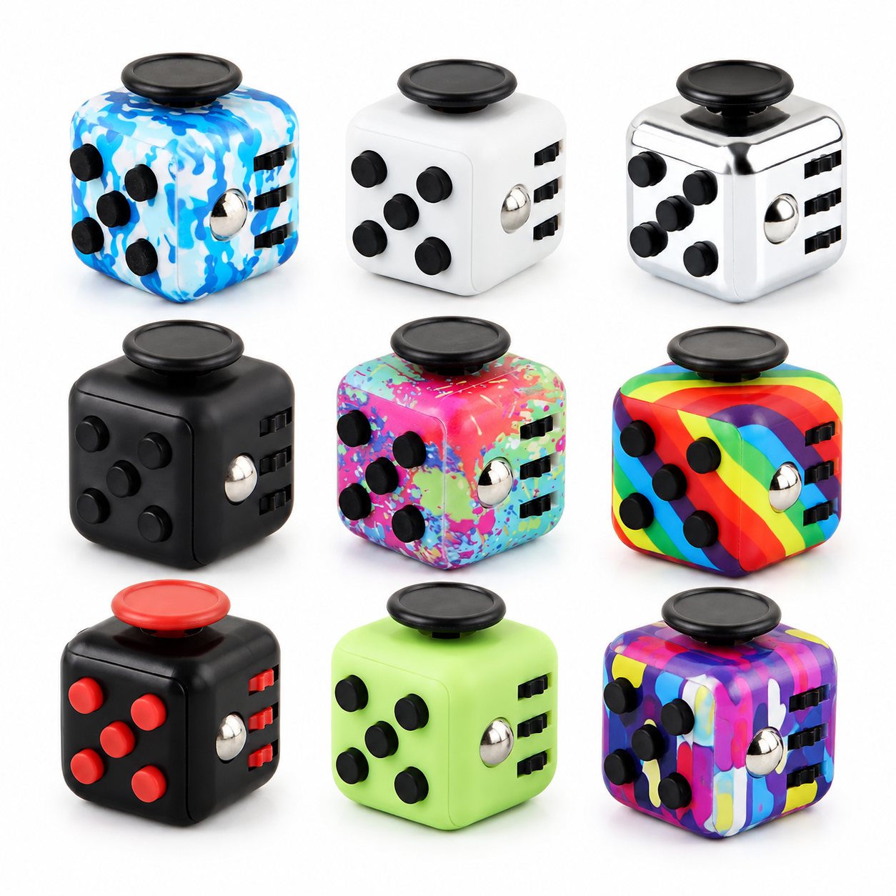 Fidget Würfel 4er-Set – 6 Funktionen für Fokus &amp; Beschäftigung - ADHS Store
