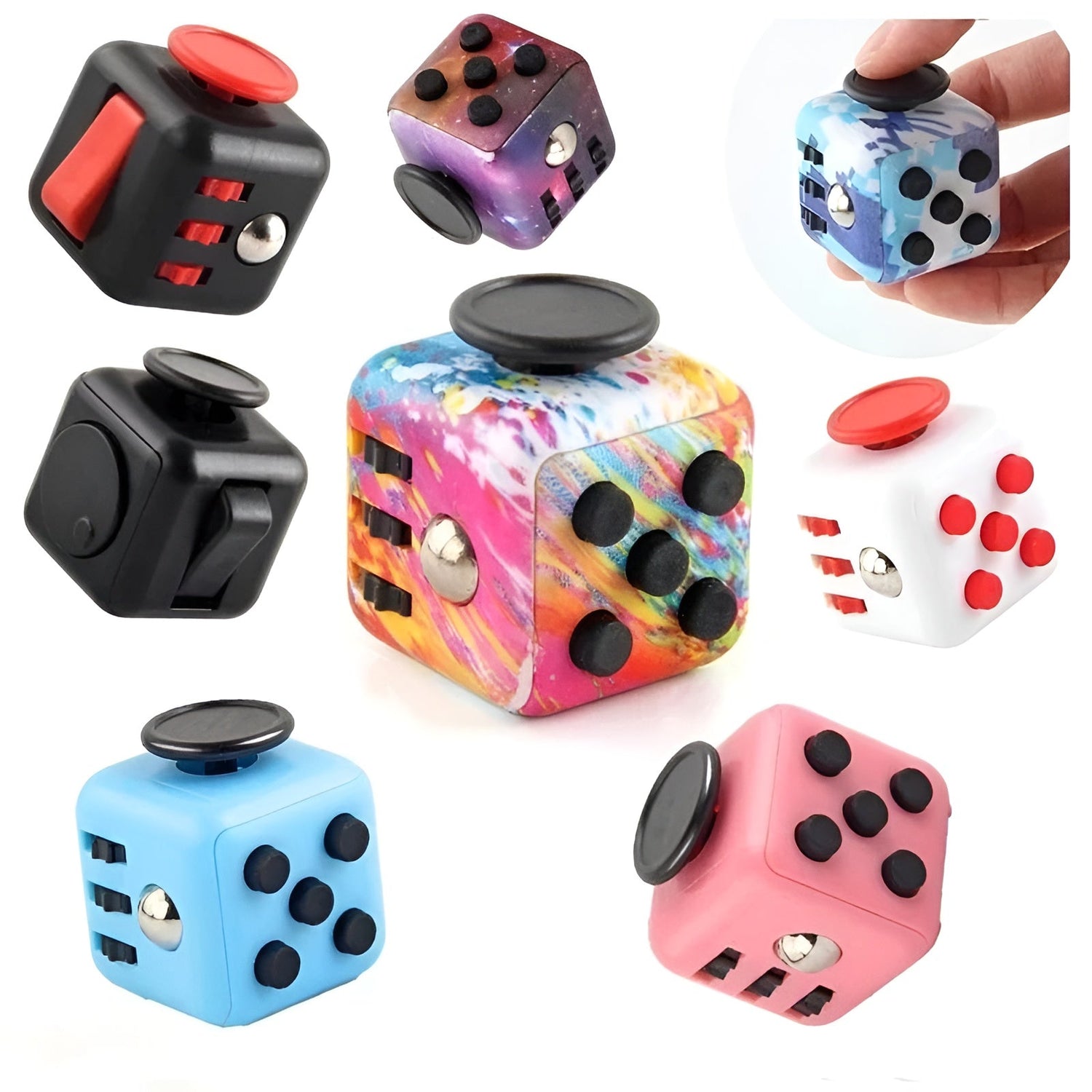 Fidget - Würfel mit 6 Funktionen (Fünferset) - ADHS Store