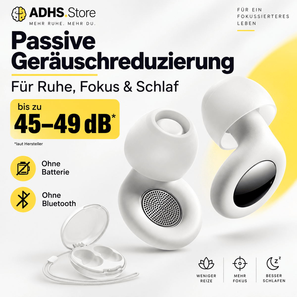 Geräuschreduzierende Ohrstöpsel – Für Fokus, Ruhe & Schlaf - ADHS Store