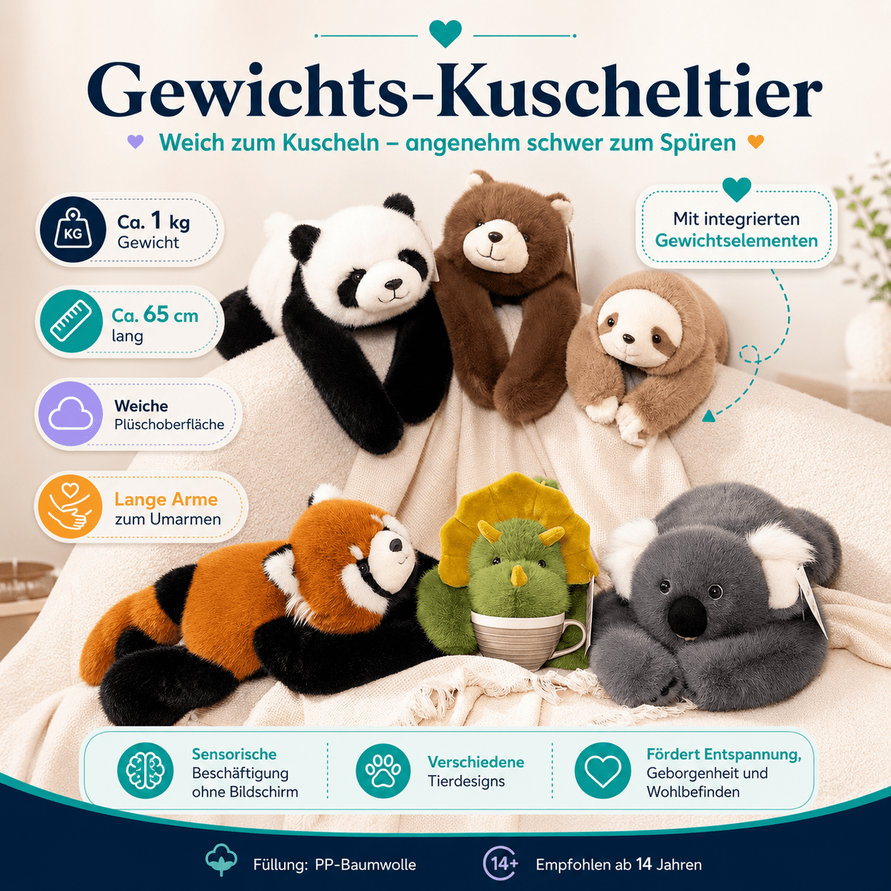 Gewichts-Kuscheltier 1 kg – Sensorischer Plüschbegleiter - ADHS Store