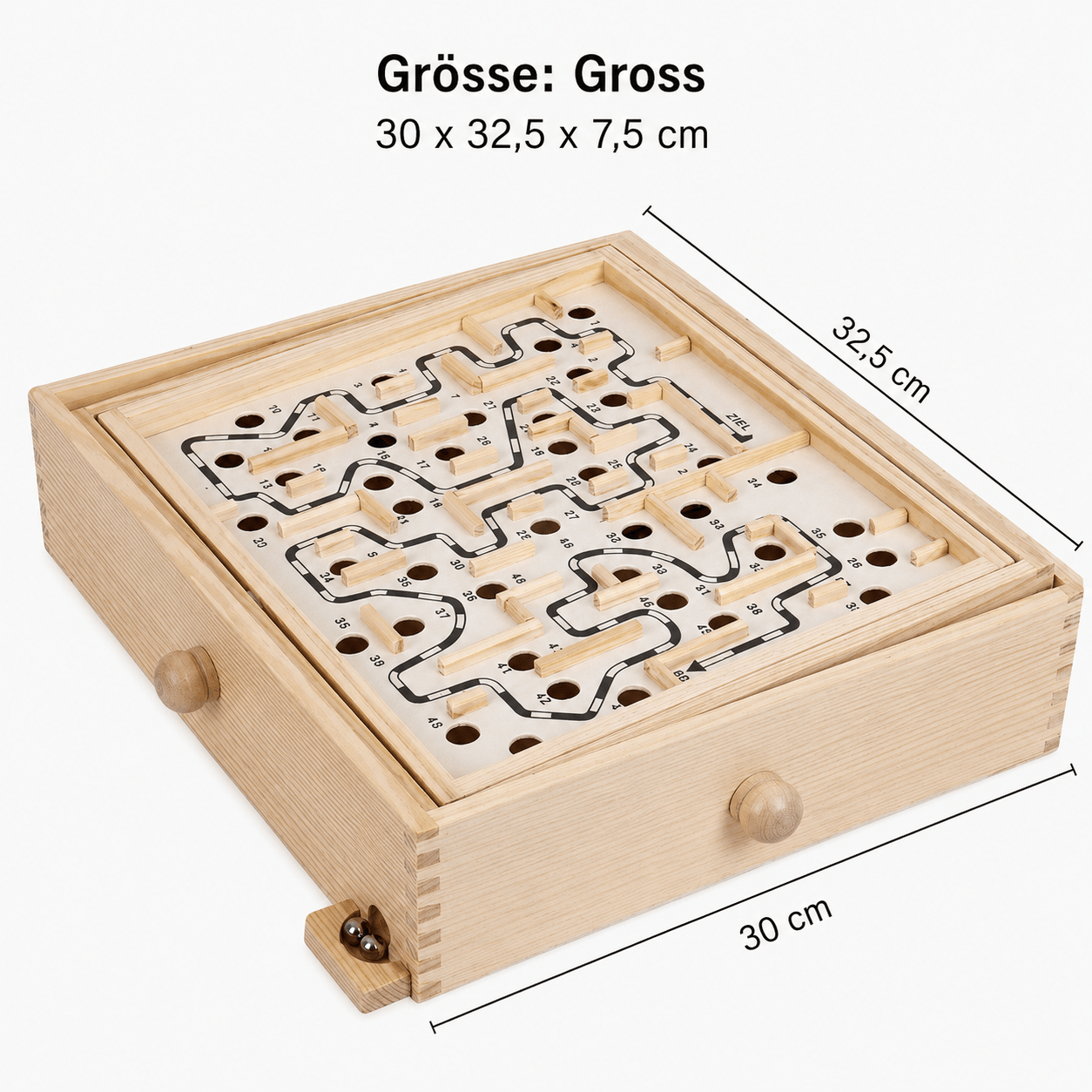 Holzlabyrinth – Klassisches Geschicklichkeitsspiel aus Holz für Konzentration & Geduld - ADHS Store