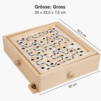 Holzlabyrinth – Klassisches Geschicklichkeitsspiel aus Holz für Konzentration & Geduld - ADHS Store