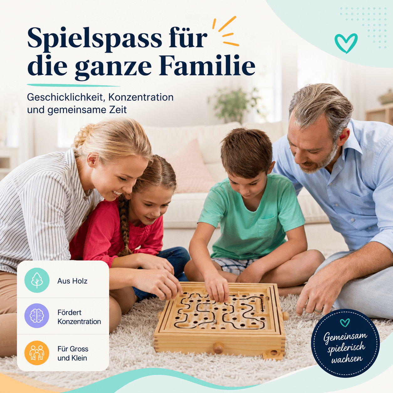 Holzlabyrinth – Klassisches Geschicklichkeitsspiel aus Holz für Konzentration & Geduld - ADHS Store