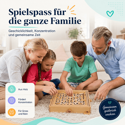 Holzlabyrinth – Klassisches Geschicklichkeitsspiel aus Holz für Konzentration & Geduld - ADHS Store