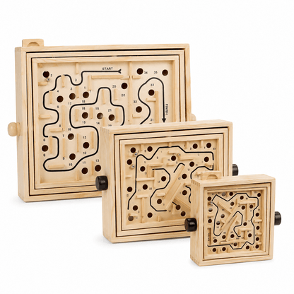 Holzlabyrinth – Klassisches Geschicklichkeitsspiel aus Holz für Konzentration & Geduld - ADHS Store