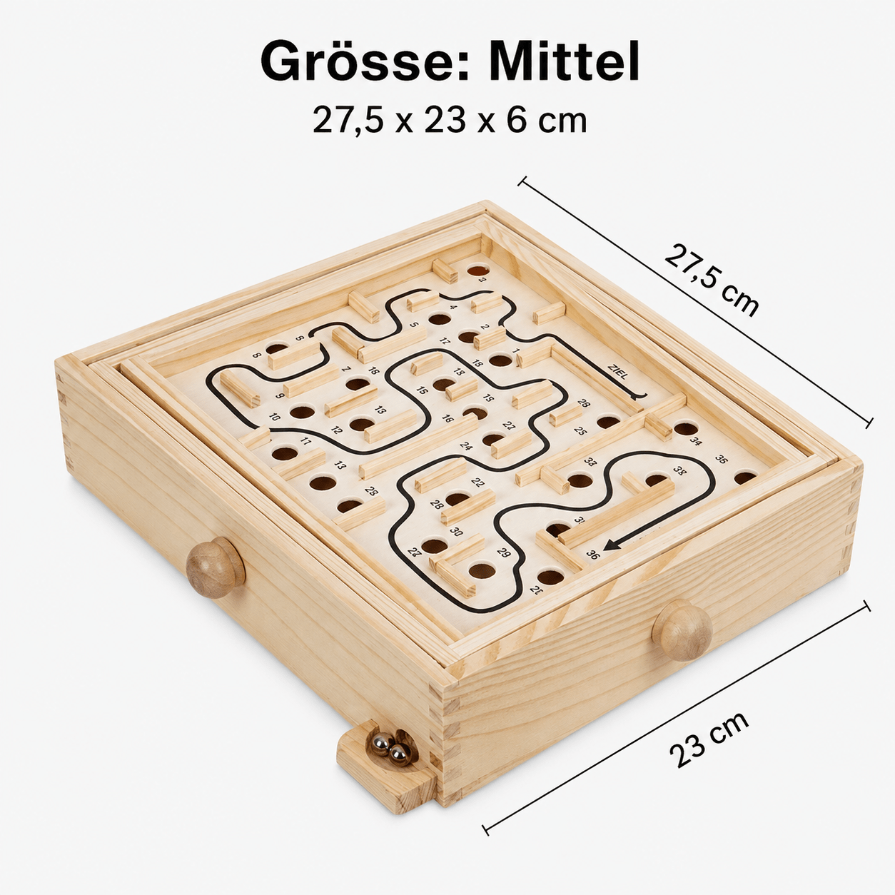 Holzlabyrinth – Klassisches Geschicklichkeitsspiel aus Holz für Konzentration & Geduld - ADHS Store