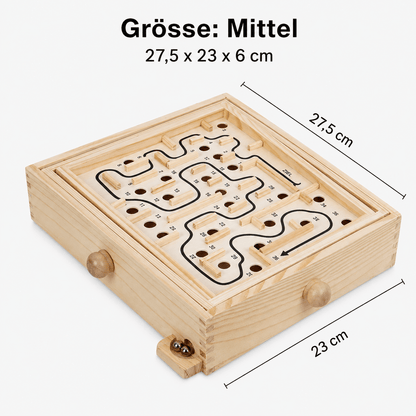 Holzlabyrinth – Klassisches Geschicklichkeitsspiel aus Holz für Konzentration & Geduld - ADHS Store