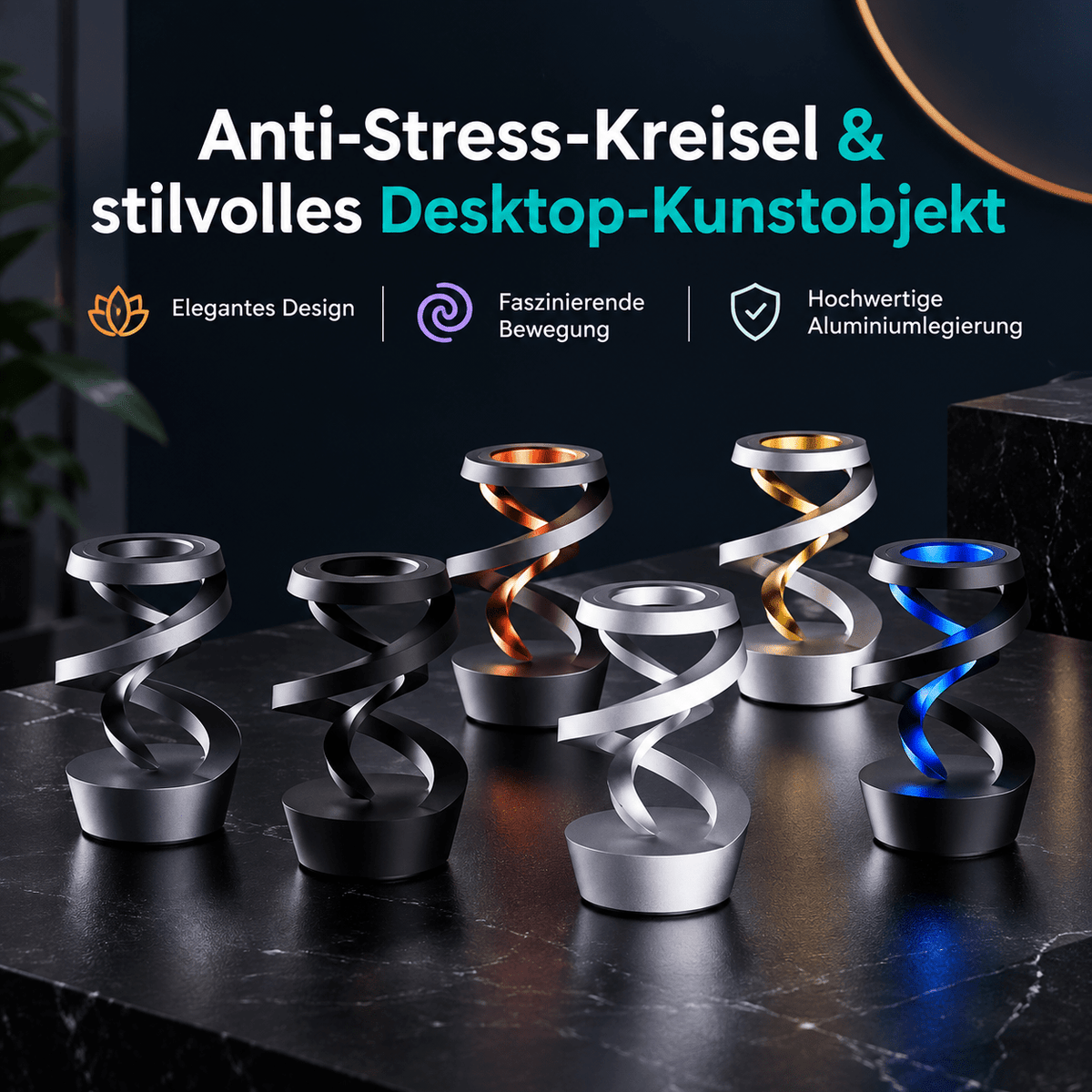 Kinetischer Fidget Spinner aus Metall – Faszinierende Spiralbewegung für Fokus & Ruhe - ADHS Store