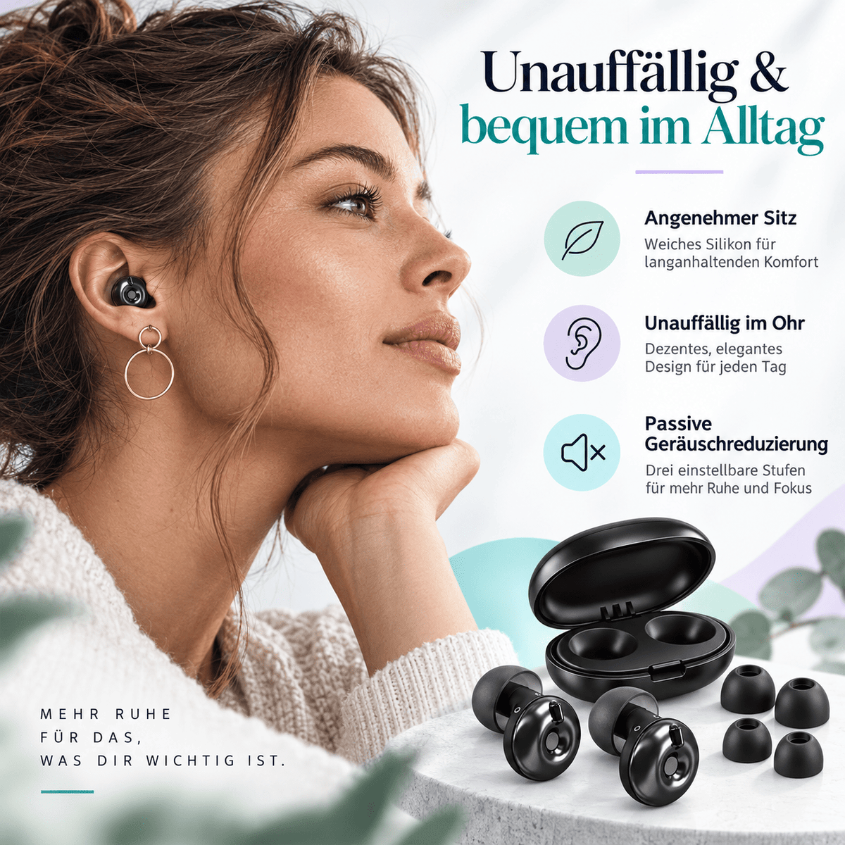 Premium Ohrstöpsel mit 3-stufiger Geräuschreduzierung – Für Fokus, Ruhe & Alltag - ADHS Store