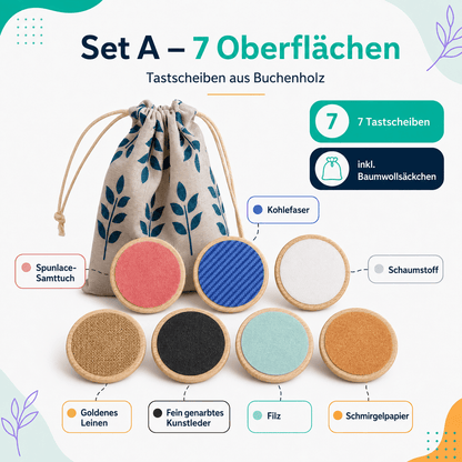 Tastscheiben aus Holz – Sensorisches Fühlspiel im 7er-Set - ADHS Store