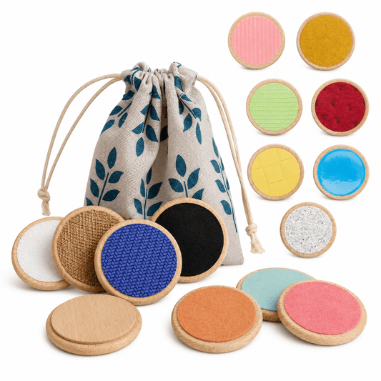 Tastscheiben aus Holz – Sensorisches Fühlspiel im 7er-Set - ADHS Store