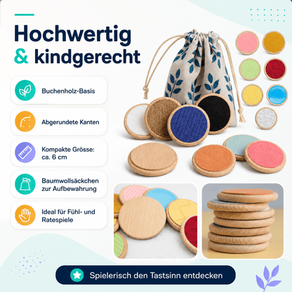 Tastscheiben aus Holz – Sensorisches Fühlspiel im 7er-Set - ADHS Store